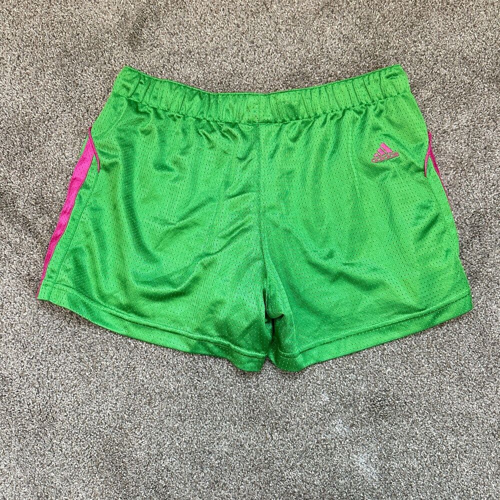 Adidas Watermelon Double Layer Mesh Shorts Green Pink Womens Medium Y2K 2011 - Picture 3 of 9